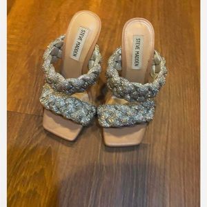 NWOT Steve Madden Crystal Open Square Toe Sandles Size 5M